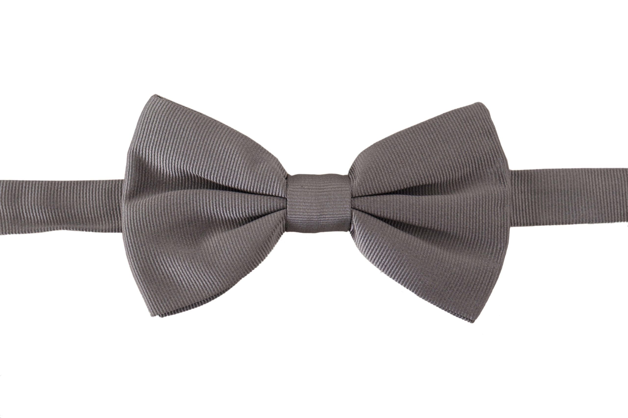 Dolce &amp; Gabbana Gray 100% Silk Adjustable Neck Papillon Tie