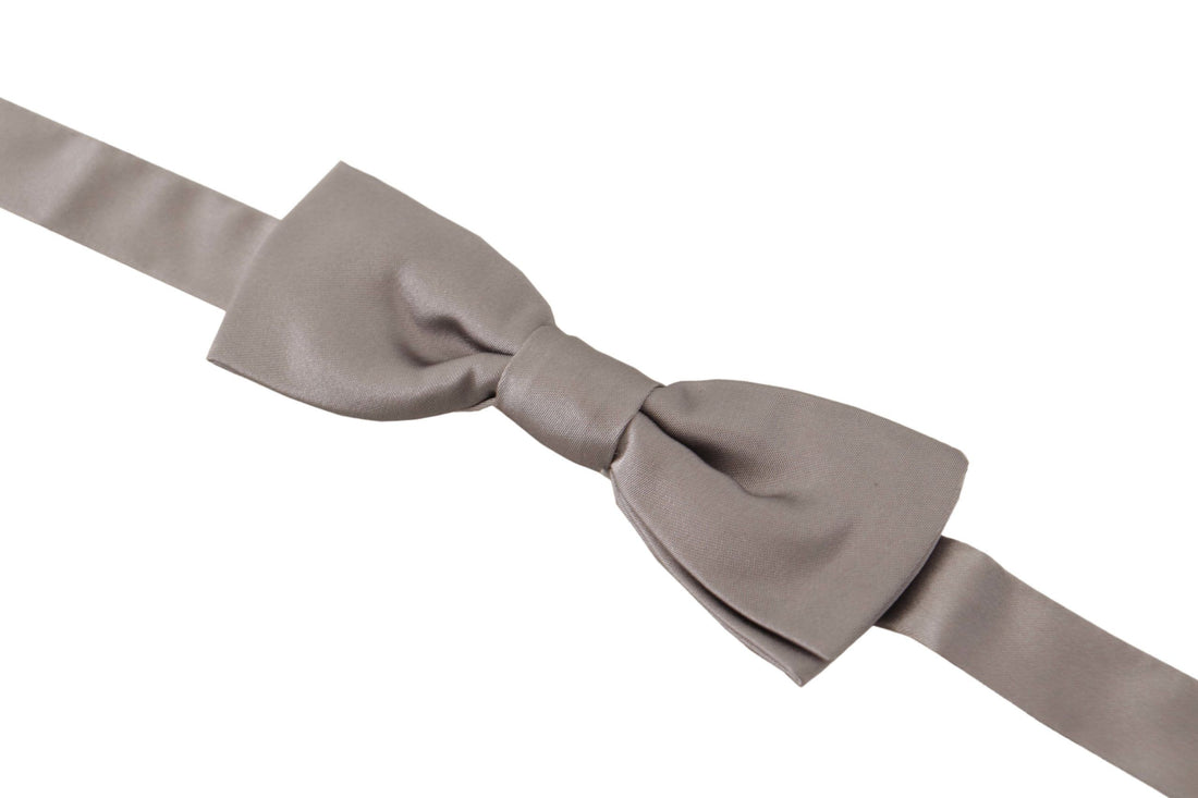 Dolce &amp; Gabbana Silver 100% Silk Slim Adjustable Neck Papillon Tie
