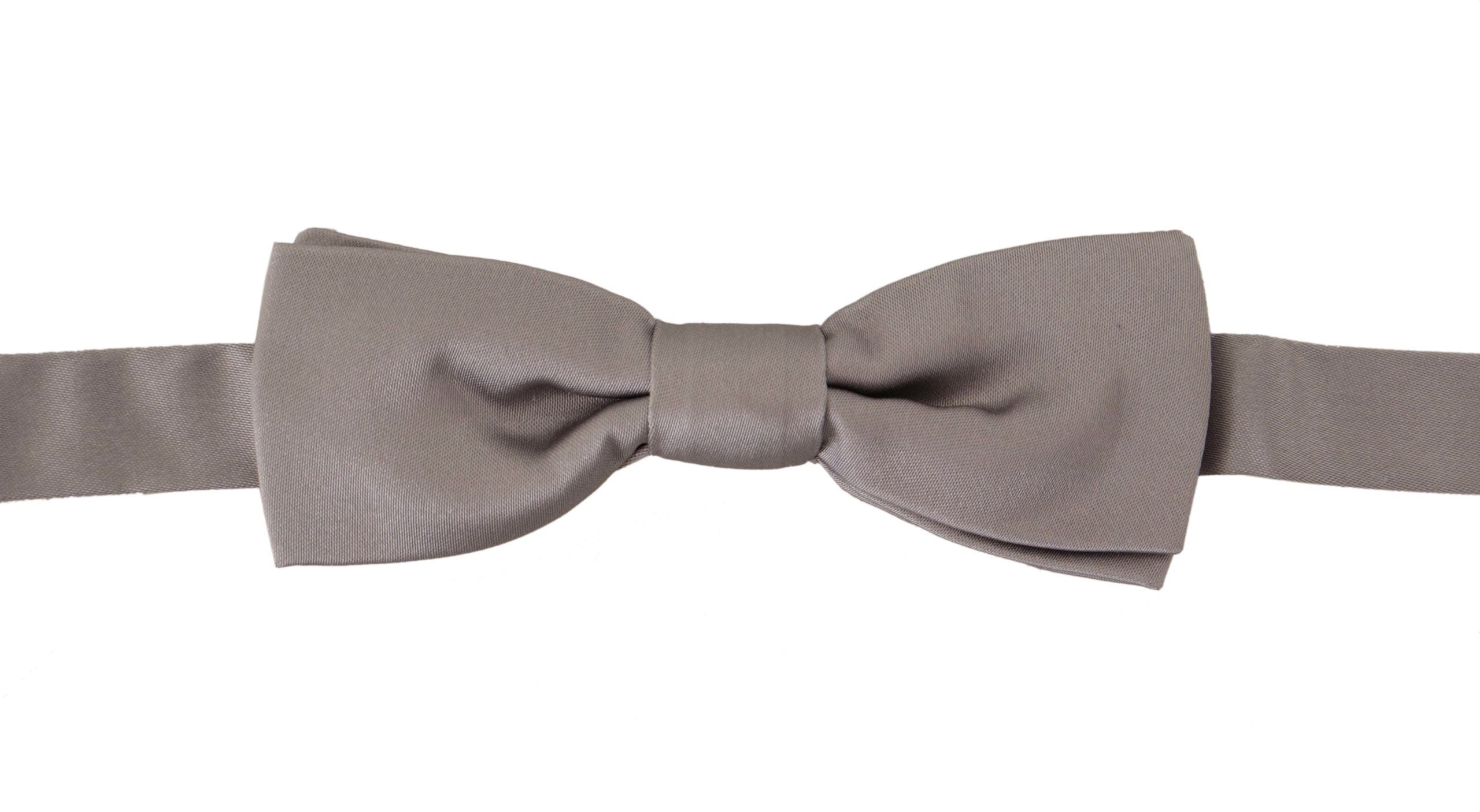 Dolce &amp; Gabbana Silver 100% Silk Slim Adjustable Neck Papillon Tie