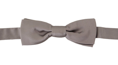 Dolce &amp; Gabbana Silver 100% Silk Slim Adjustable Neck Papillon Tie