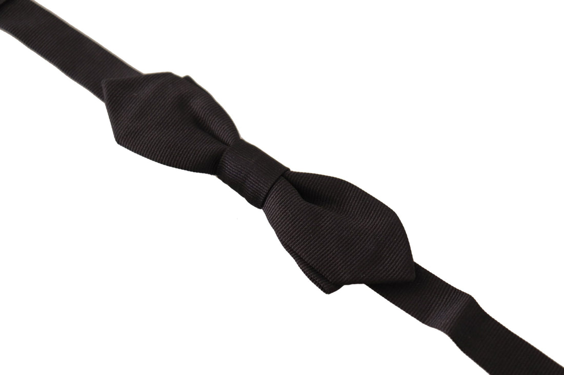 Dolce &amp; Gabbana Black Solid 100% Silk Adjustable Neck Papillon Tie