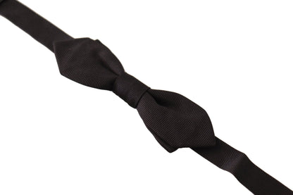 Dolce &amp; Gabbana Black Solid 100% Silk Adjustable Neck Papillon Tie