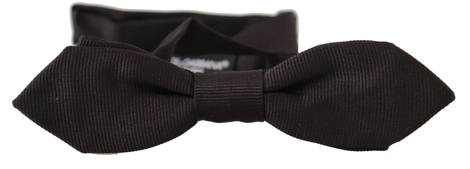 Dolce &amp; Gabbana Black Solid 100% Silk Adjustable Neck Papillon Tie