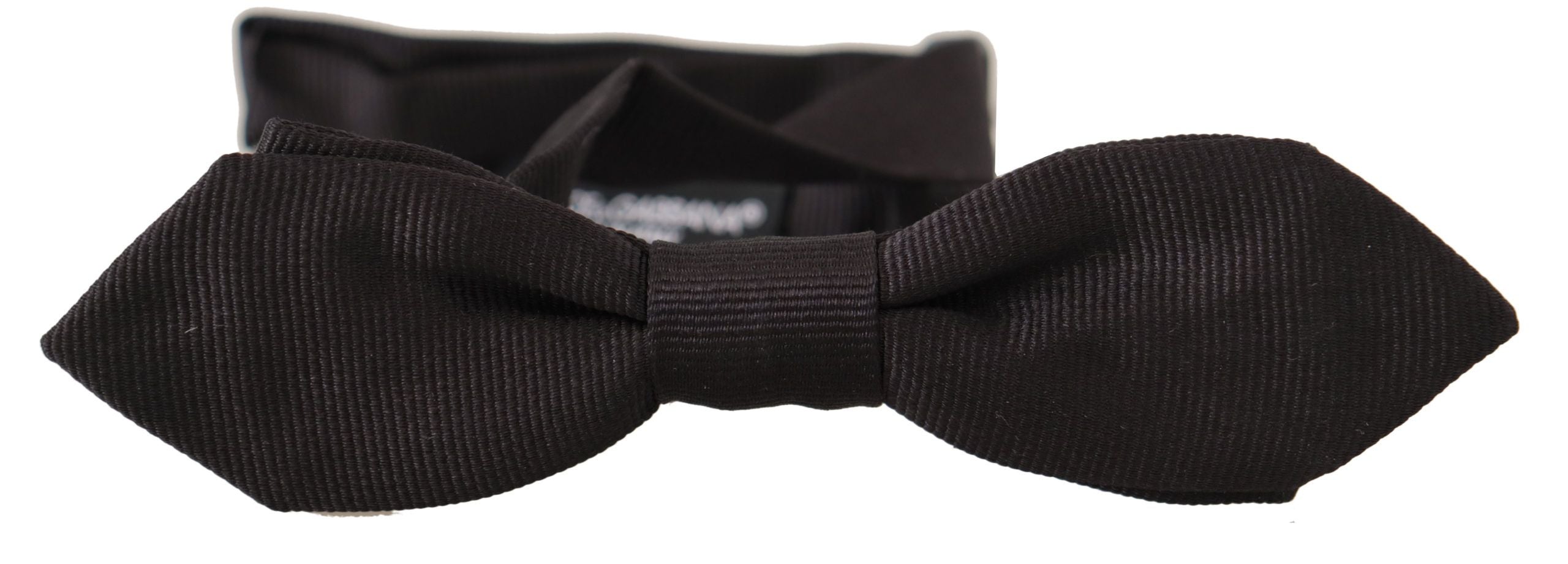 Dolce &amp; Gabbana Black Solid 100% Silk Adjustable Neck Papillon Tie