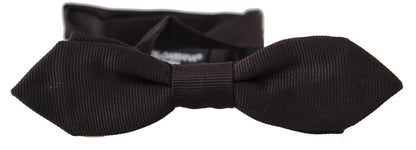 Dolce &amp; Gabbana Black Solid 100% Silk Adjustable Neck Papillon Tie
