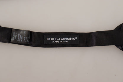 Dolce &amp; Gabbana Black Solid 100% Silk Adjustable Neck Papillon Tie