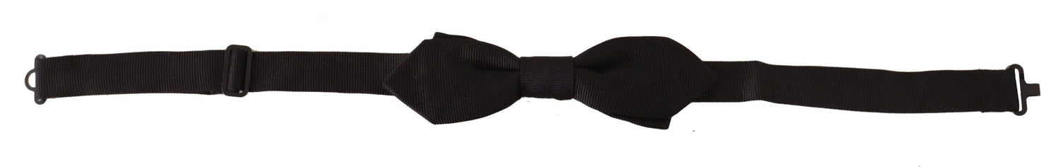Dolce &amp; Gabbana Black Solid 100% Silk Adjustable Neck Papillon Tie