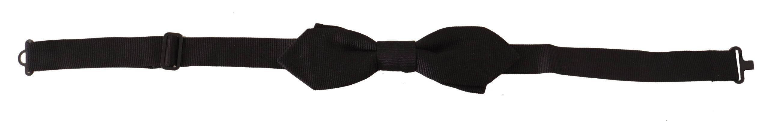 Dolce &amp; Gabbana Black Solid 100% Silk Adjustable Neck Papillon Tie
