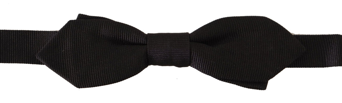 Dolce &amp; Gabbana Black Solid 100% Silk Adjustable Neck Papillon Tie