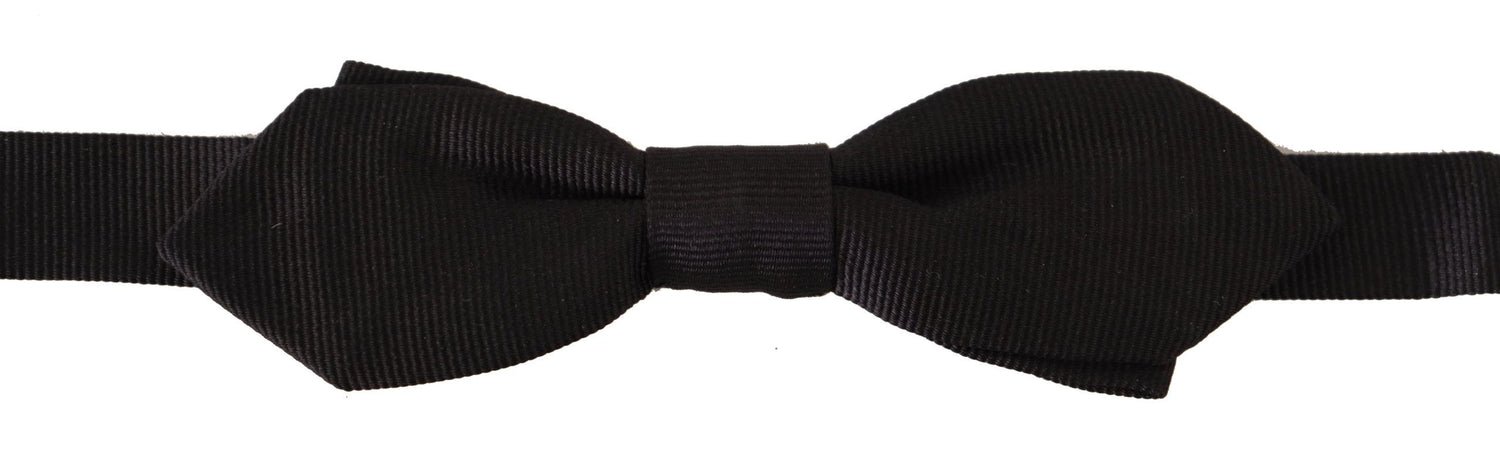 Dolce &amp; Gabbana Black Solid 100% Silk Adjustable Neck Papillon Tie