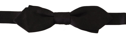 Dolce &amp; Gabbana Black Solid 100% Silk Adjustable Neck Papillon Tie