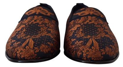 Dolce &amp;amp; Gabbana Blå Rostfärgade Blommiga Tofflor Loafers Skor