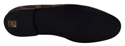 Dolce &amp;amp; Gabbana Blå Rostfärgade Blommiga Tofflor Loafers Skor