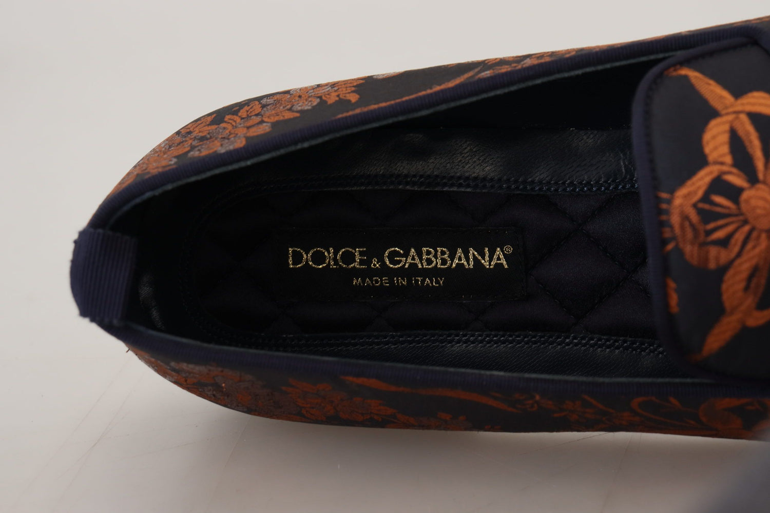 Dolce &amp;amp; Gabbana Blå Rostfärgade Blommiga Tofflor Loafers Skor