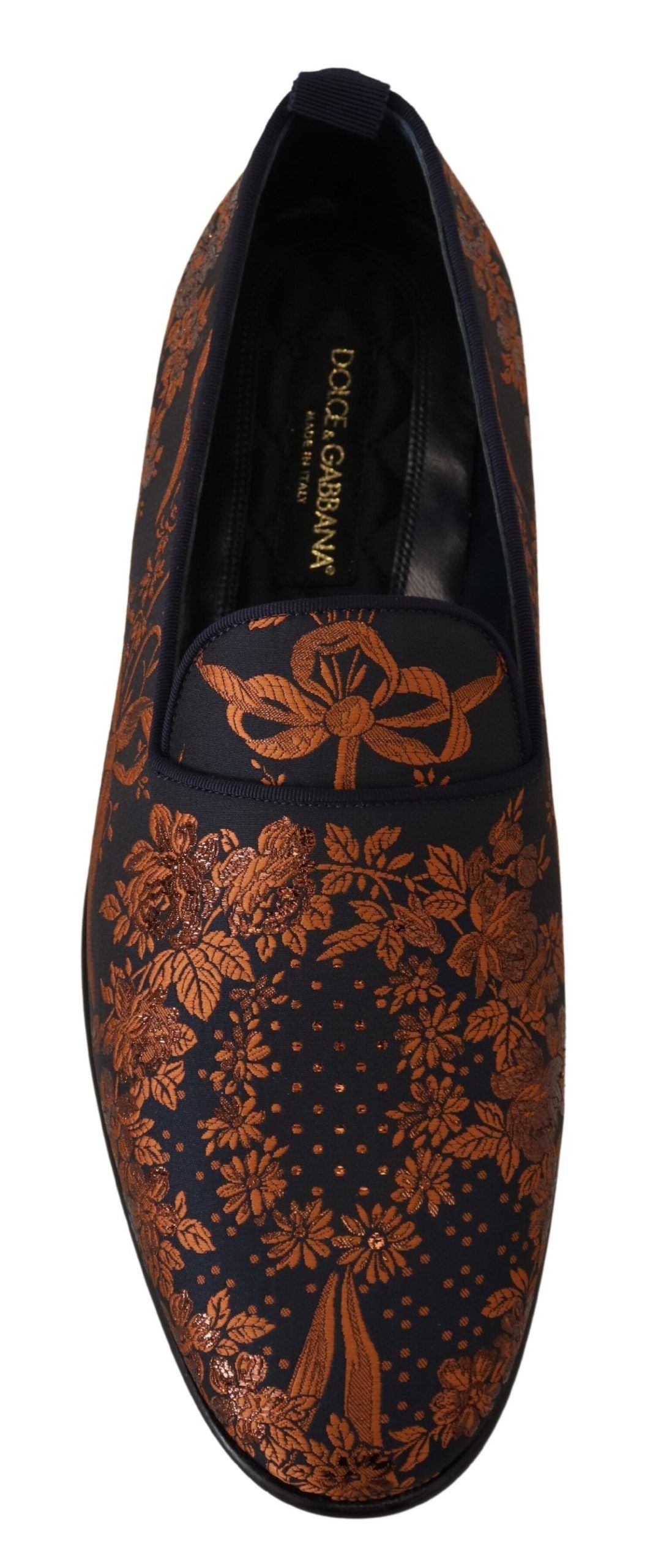 Dolce &amp;amp; Gabbana Blå Rostfärgade Blommiga Tofflor Loafers Skor