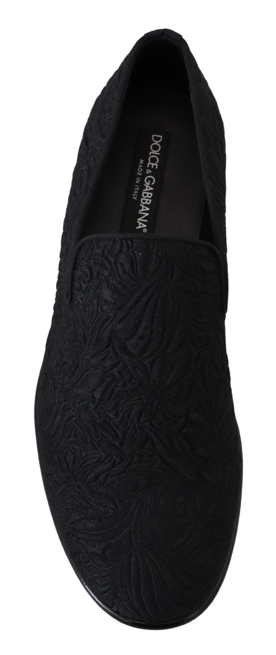 Dolce &amp;amp; Gabbana Svarta Blommiga Jacquardtofflor Loafers Skor