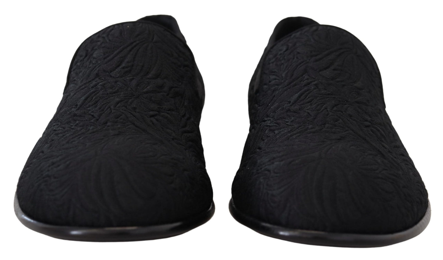 Dolce &amp;amp; Gabbana Svarta Blommiga Jacquardtofflor Loafers Skor
