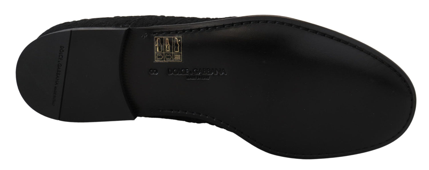 Dolce &amp;amp; Gabbana Svarta Blommiga Jacquardtofflor Loafers Skor