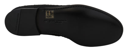 Dolce &amp;amp; Gabbana Svarta Blommiga Jacquardtofflor Loafers Skor