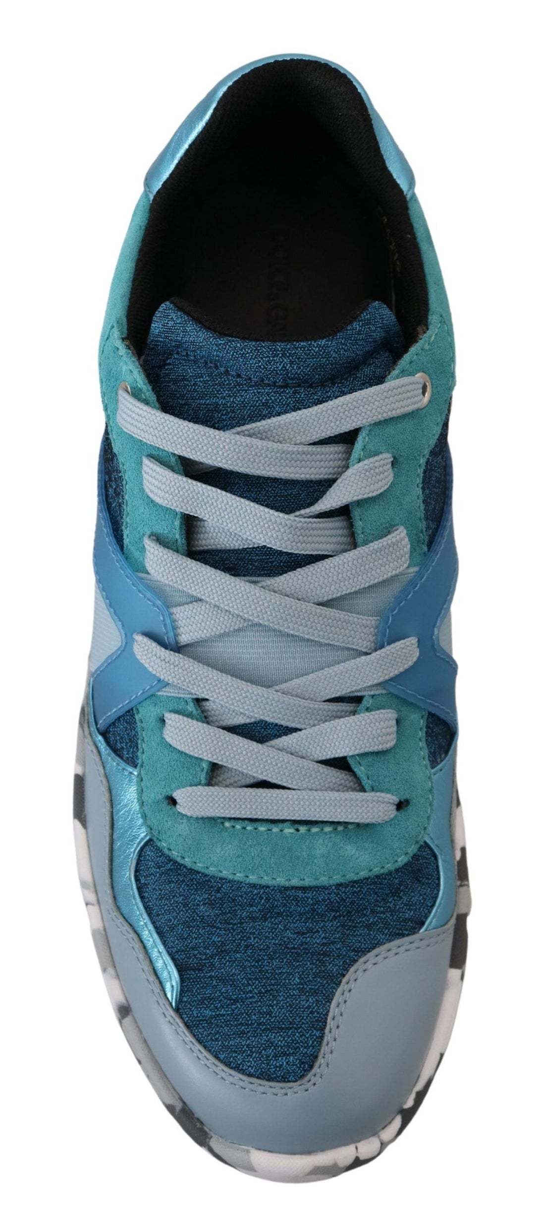 Dolce &amp; Gabbana Blue Gray Leather Sport Low Top Sneakers