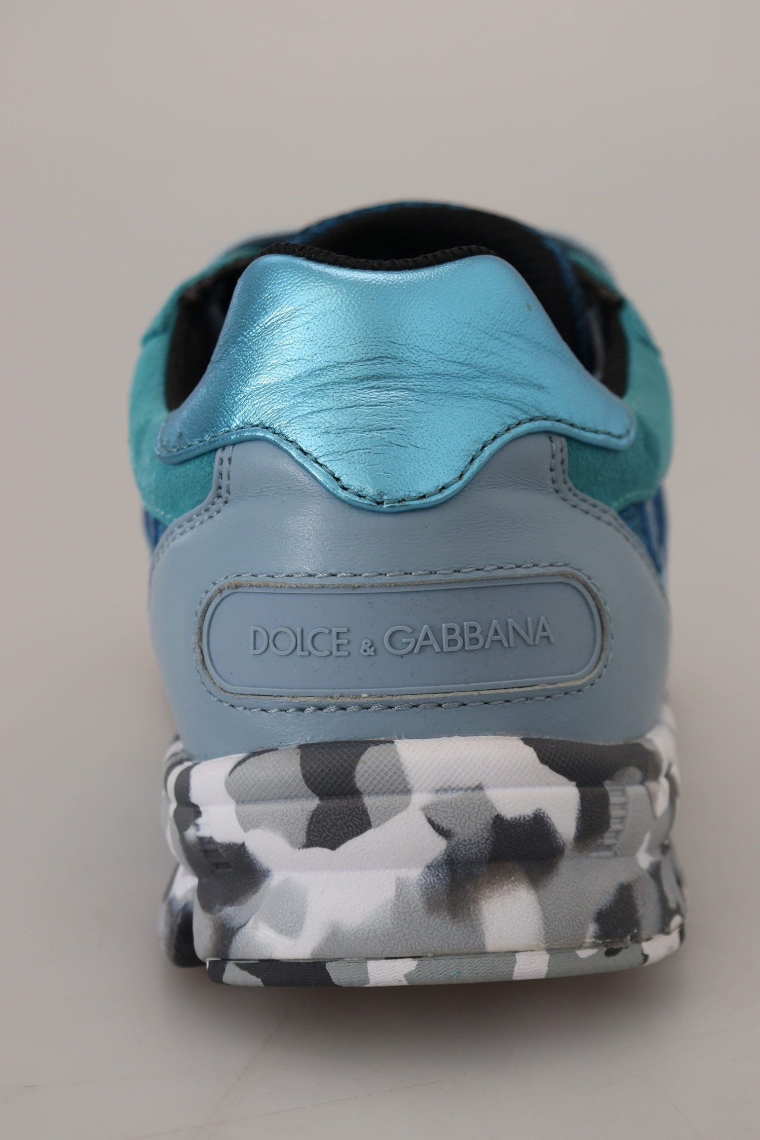 Dolce &amp; Gabbana Blue Gray Leather Sport Low Top Sneakers
