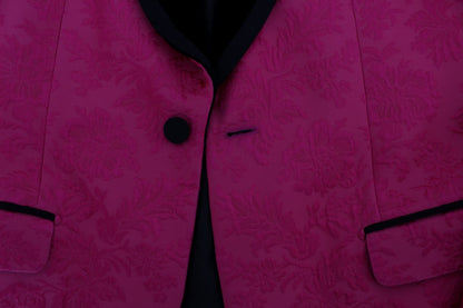 Dolce &amp;amp; Gabbana Rosa Blommig Brokad Slim Kavaj