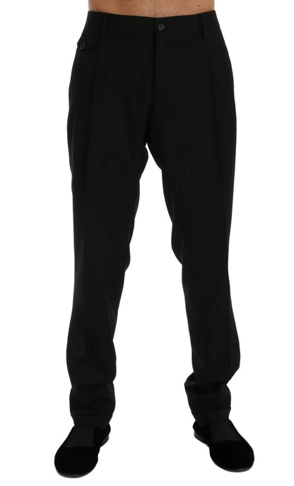 Dolce &amp;amp; Gabbana Svarta Randiga Ullbyxor i Stretch