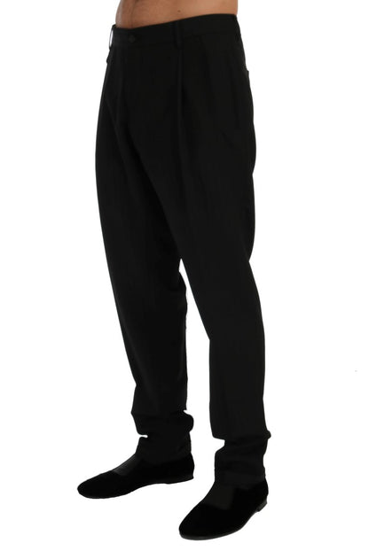 Dolce &amp;amp; Gabbana Svarta Randiga Ullbyxor i Stretch