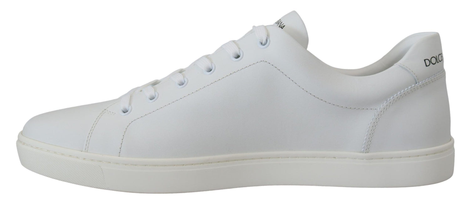 Dolce &amp; Gabbana White Leather DG Logo Casual Sneakers Shoes