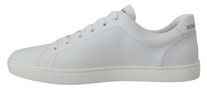 Dolce &amp; Gabbana White Leather DG Logo Casual Sneakers Shoes