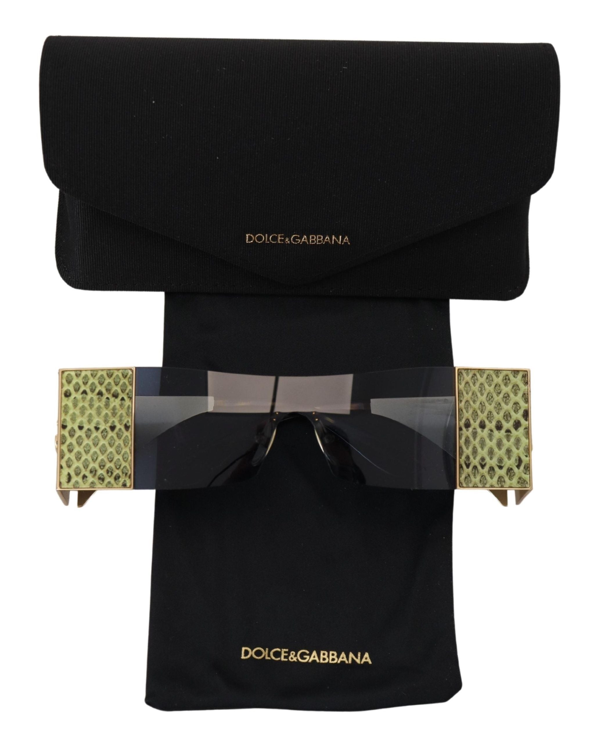 Dolce &amp; Gabbana Gold Metal Rectangle Shades DG2263 Sunglasses