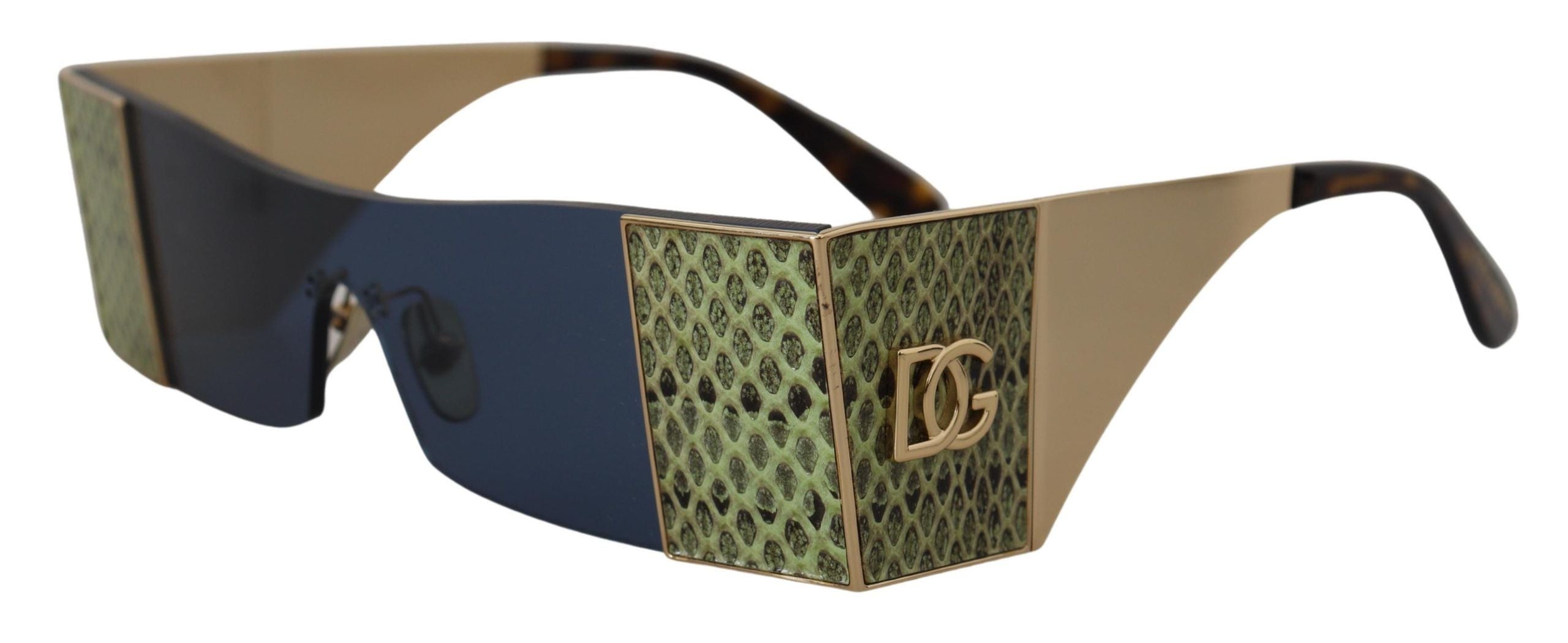 Dolce &amp; Gabbana Gold Metal Rectangle Shades DG2263 Sunglasses