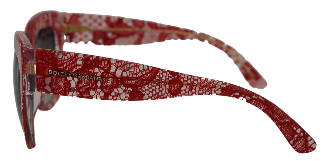 Dolce &amp; Gabbana Red Lace Acetate Rectangle Shades  DG4231F  Sunglasses