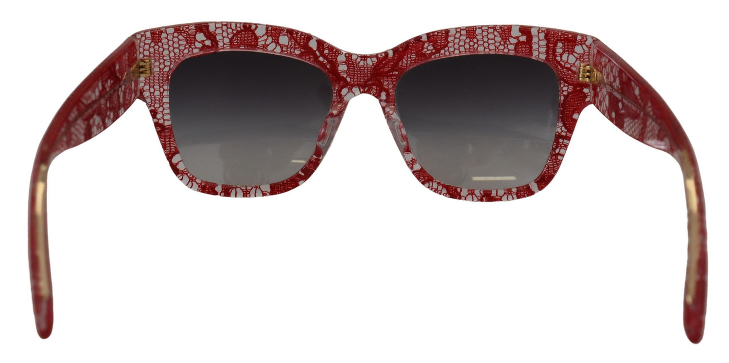 Dolce &amp; Gabbana Red Lace Acetate Rectangle Shades  DG4231F  Sunglasses