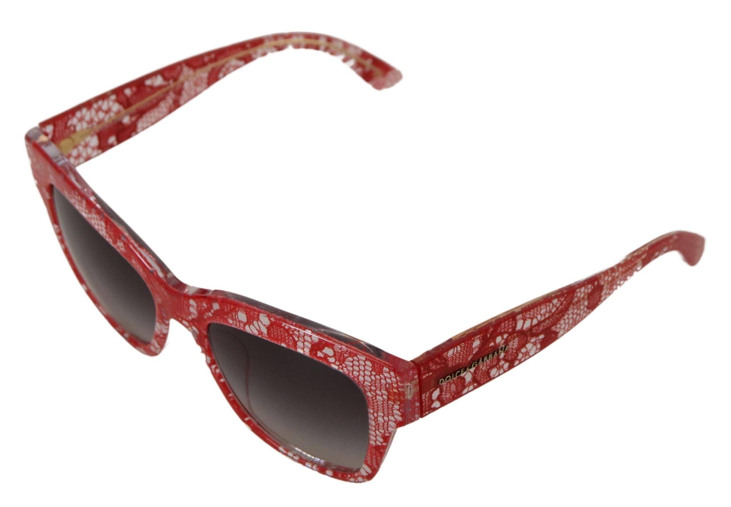 Dolce &amp; Gabbana Red Lace Acetate Rectangle Shades  DG4231F  Sunglasses