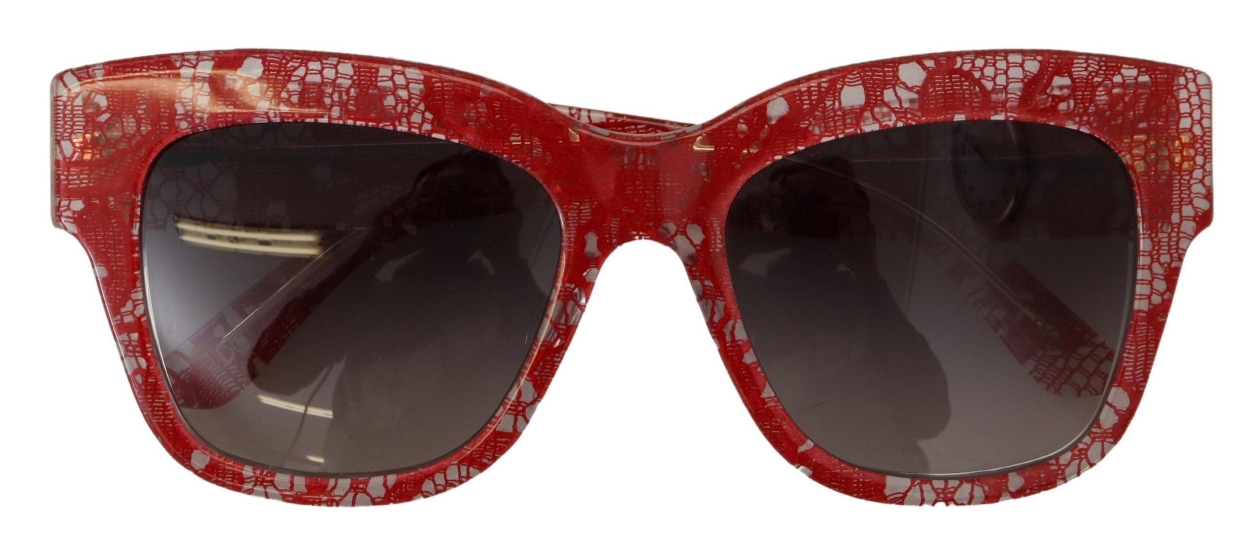 Dolce &amp; Gabbana Red Lace Acetate Rectangle Shades  DG4231F  Sunglasses