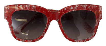 Dolce &amp; Gabbana Red Lace Acetate Rectangle Shades  DG4231F  Sunglasses