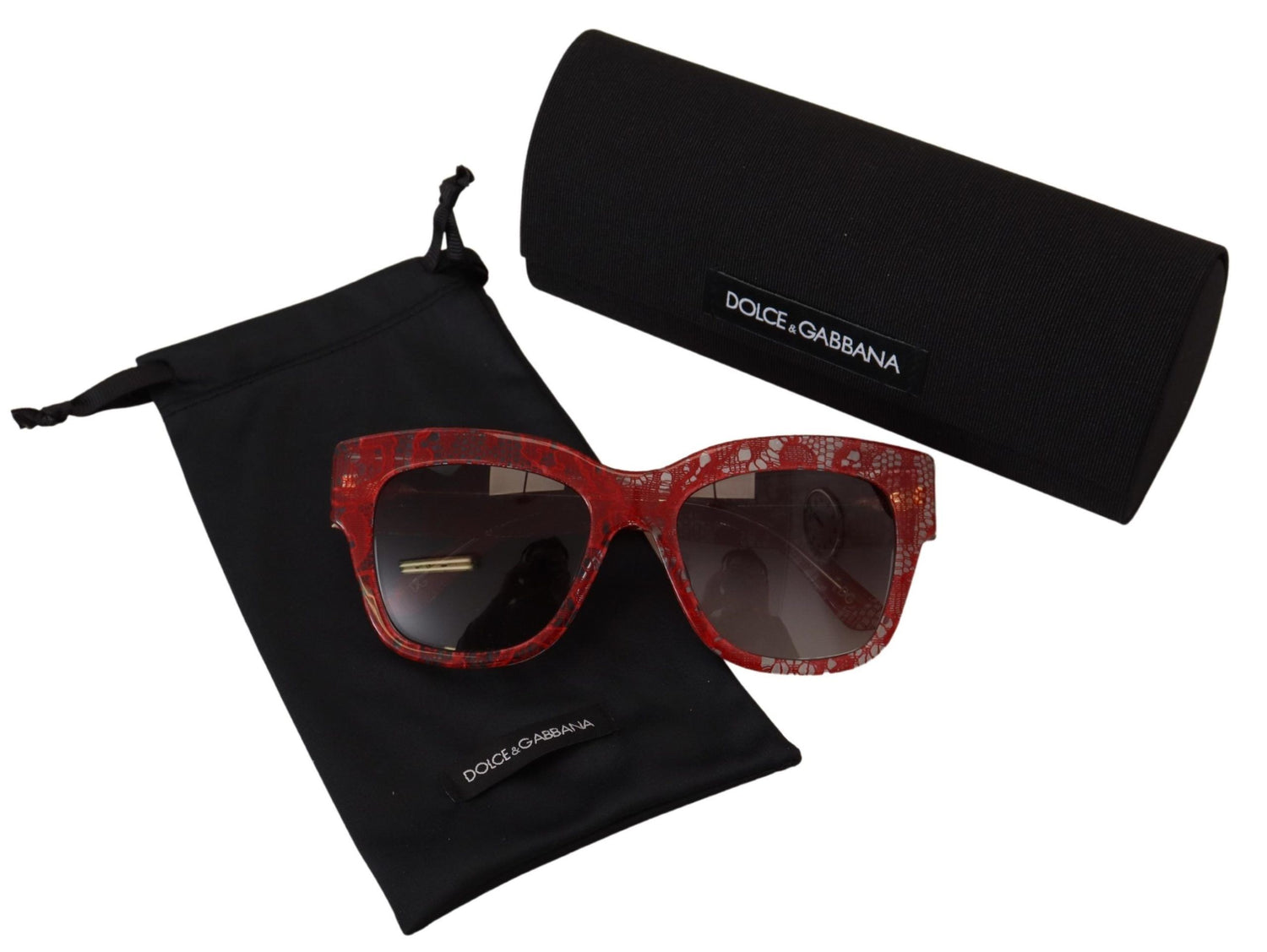 Dolce &amp; Gabbana Red Lace Acetate Rectangle Shades  DG4231F  Sunglasses