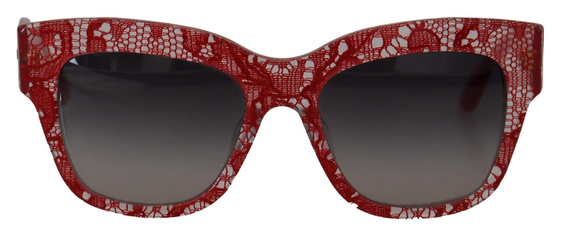 Dolce &amp; Gabbana Red Lace Acetate Rectangle Shades  DG4231F  Sunglasses