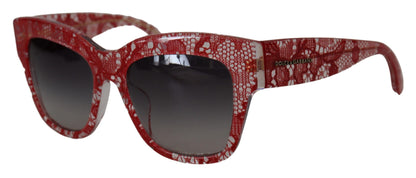 Dolce &amp; Gabbana Red Lace Acetate Rectangle Shades  DG4231F  Sunglasses