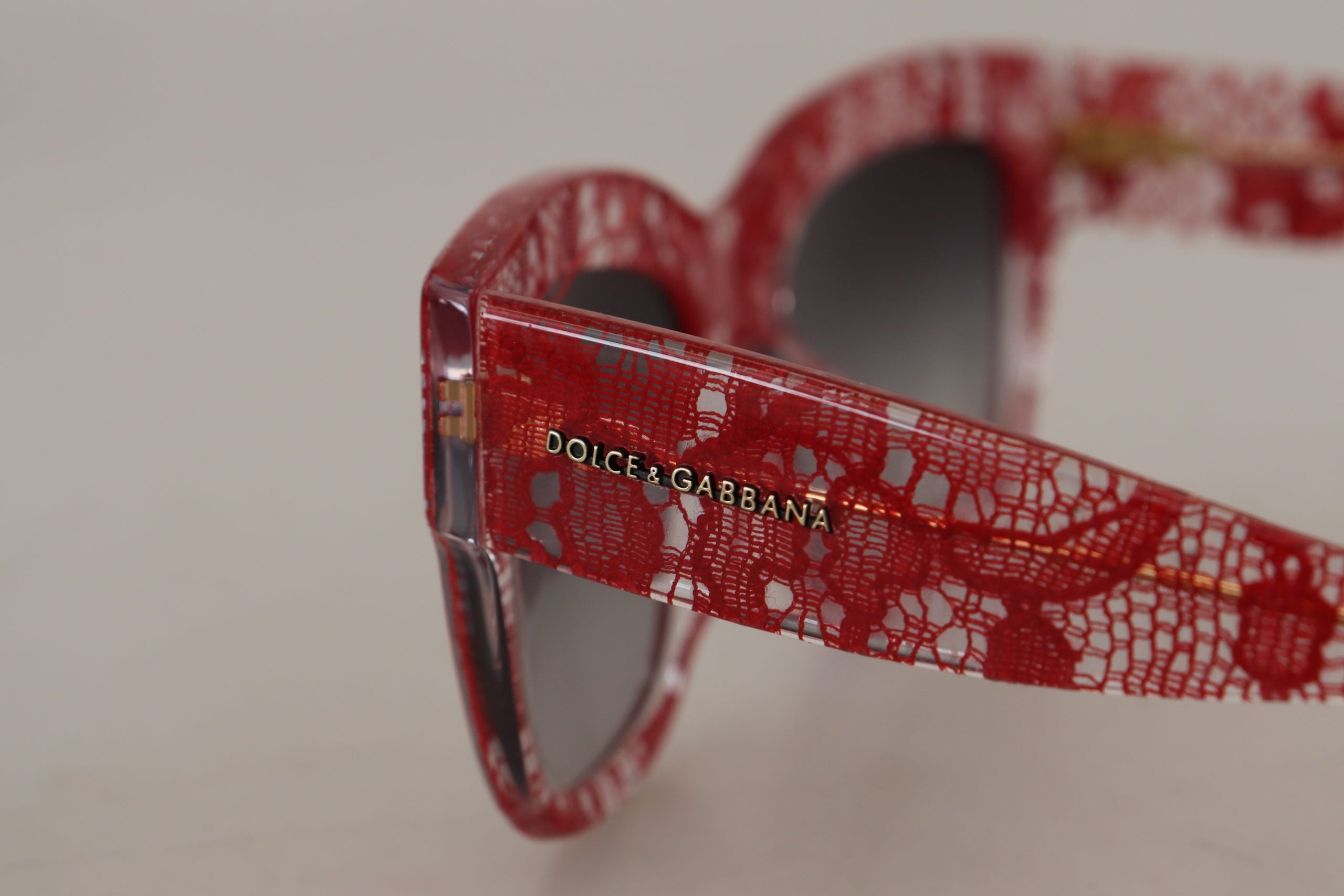 Dolce &amp; Gabbana Red Lace Acetate Rectangle Shades  DG4231F  Sunglasses