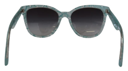 Dolce &amp;amp; Gabbana Blå Spets Acetat Kristall Runda DG4190 Solglasögon