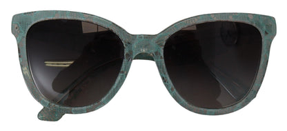 Dolce &amp;amp; Gabbana Blå Spets Acetat Kristall Runda DG4190 Solglasögon