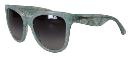 Dolce &amp;amp; Gabbana Blå Spets Acetat Kristall Runda DG4190 Solglasögon