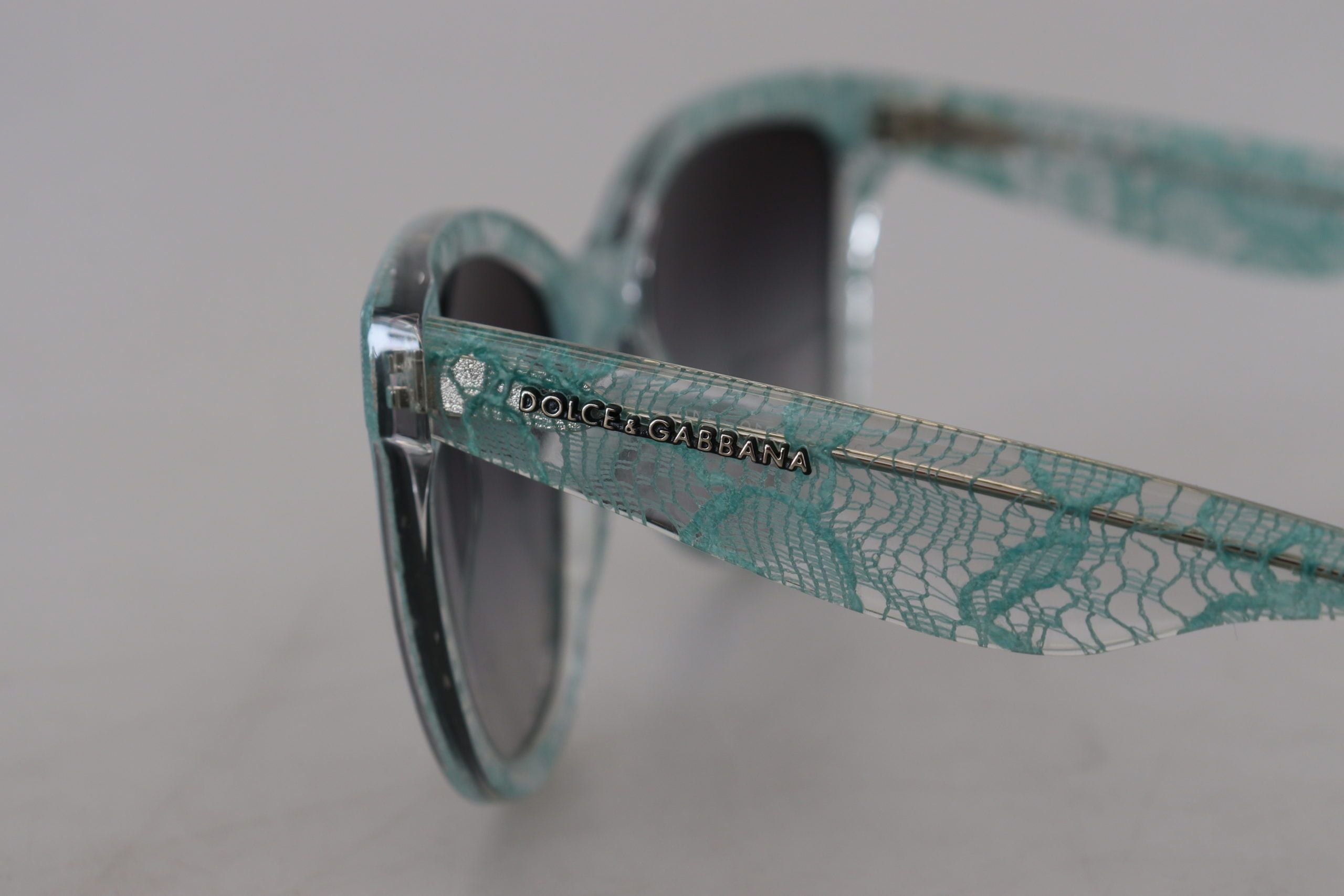 Dolce &amp;amp; Gabbana Blå Spets Acetat Kristall Runda DG4190 Solglasögon