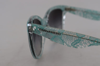 Dolce &amp;amp; Gabbana Blå Spets Acetat Kristall Runda DG4190 Solglasögon