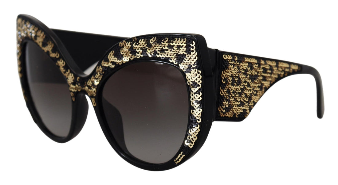 Dolce &amp; Gabbana Black Gold Sequin Butterfly Polarized DG4326 Sunglasses