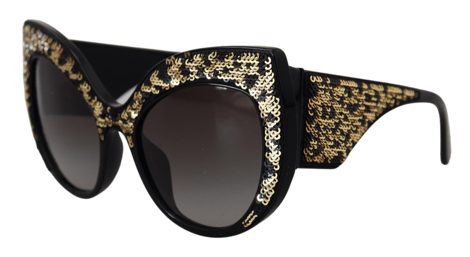 Dolce &amp; Gabbana Black Gold Sequin Butterfly Polarized DG4326 Sunglasses
