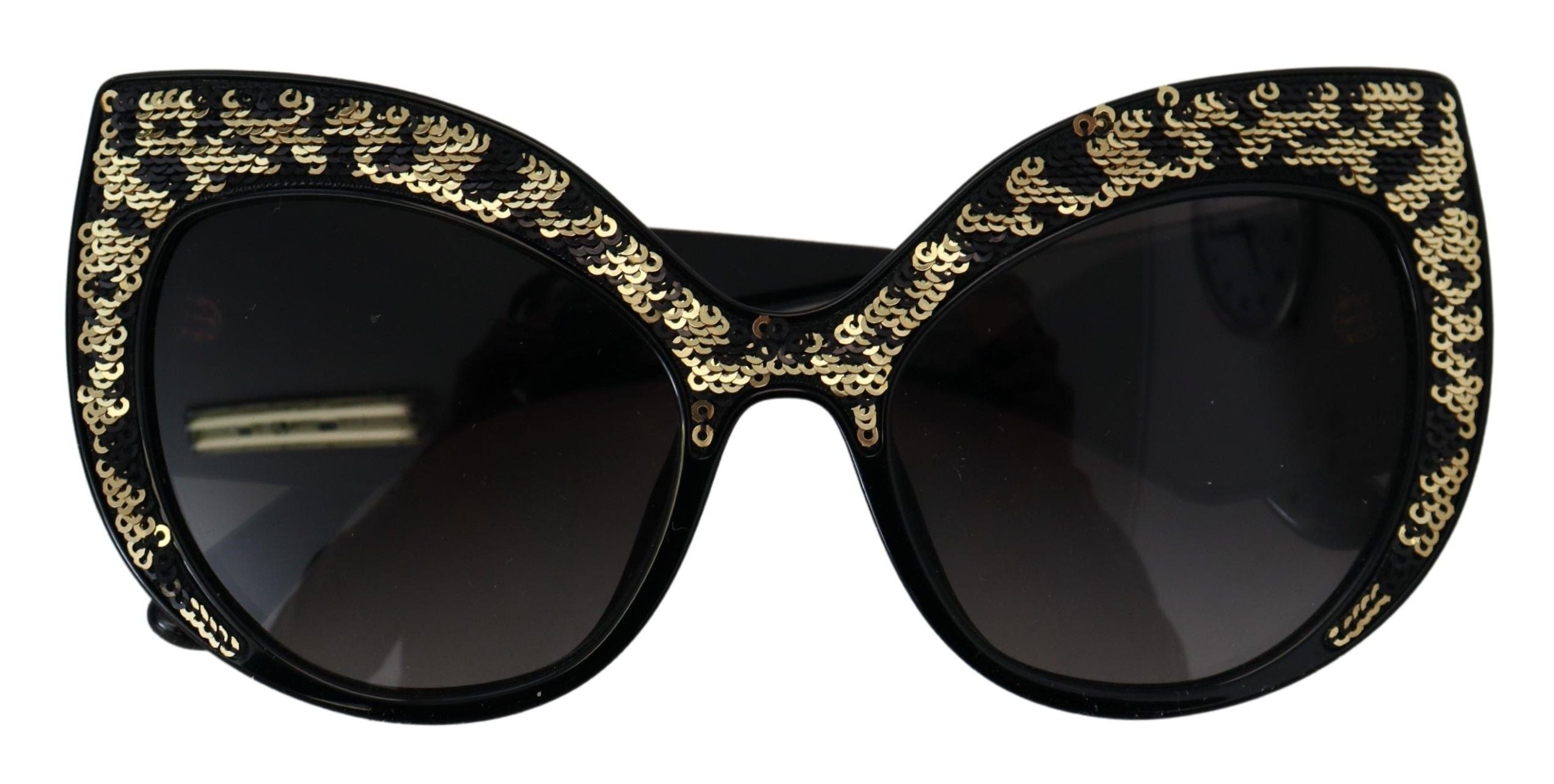 Dolce &amp; Gabbana Black Gold Sequin Butterfly Polarized DG4326 Sunglasses
