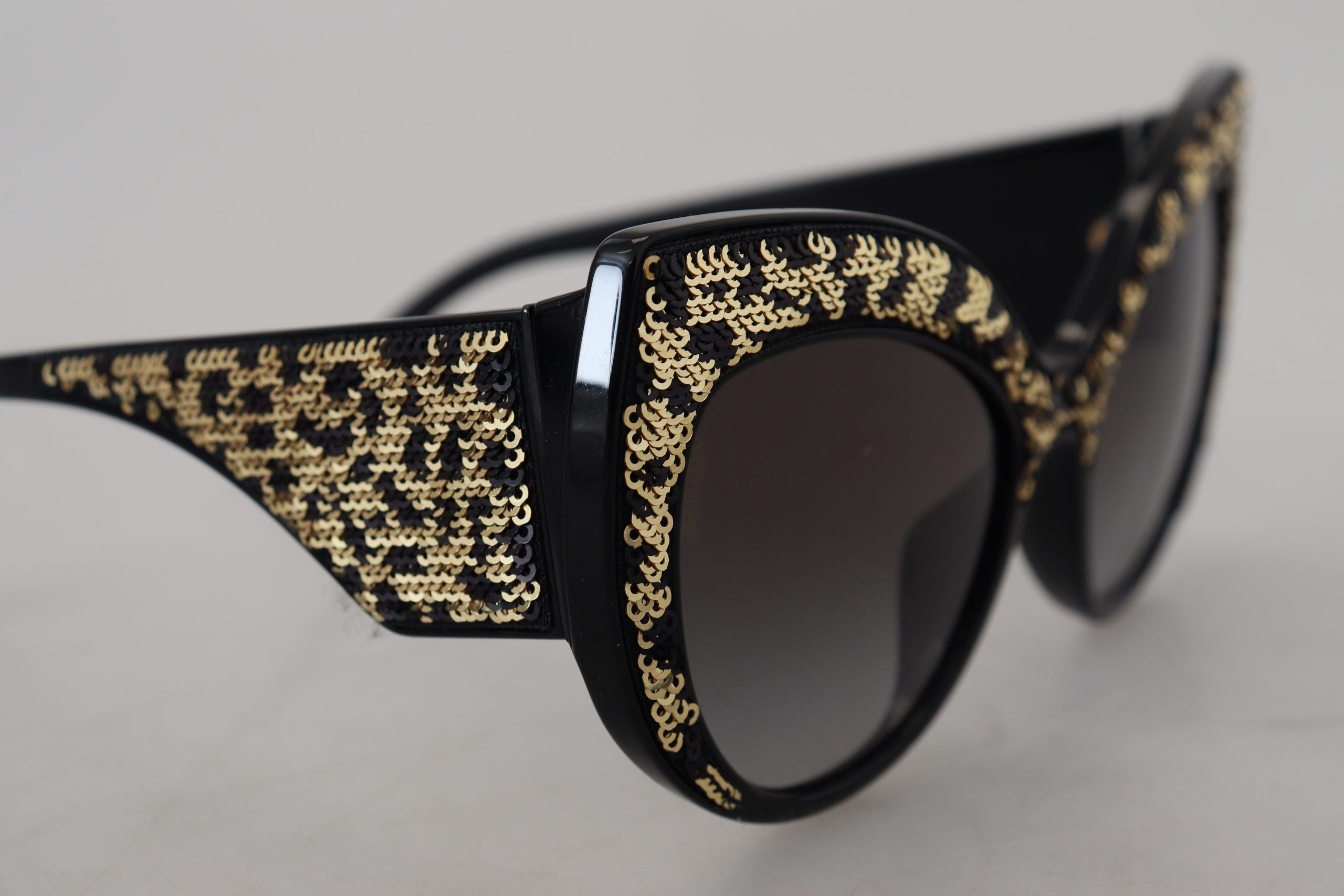 Dolce &amp; Gabbana Black Gold Sequin Butterfly Polarized DG4326 Sunglasses